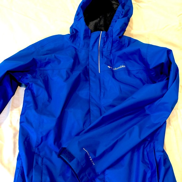 Bright blue Columbia Omni Tech Rain/Wind Shell. Boys large - Picture 1 of 7